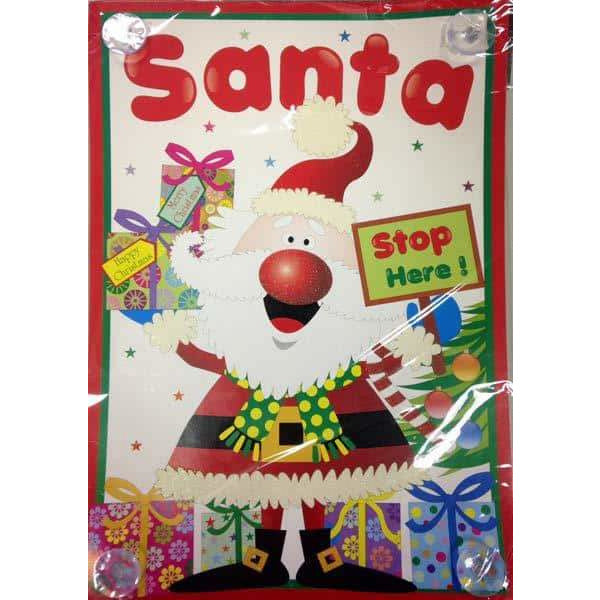 Santa Stop Here Glitter Window Sticker