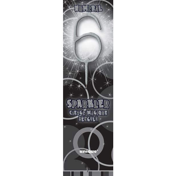 Silver Glitz Number 6 Sparkler