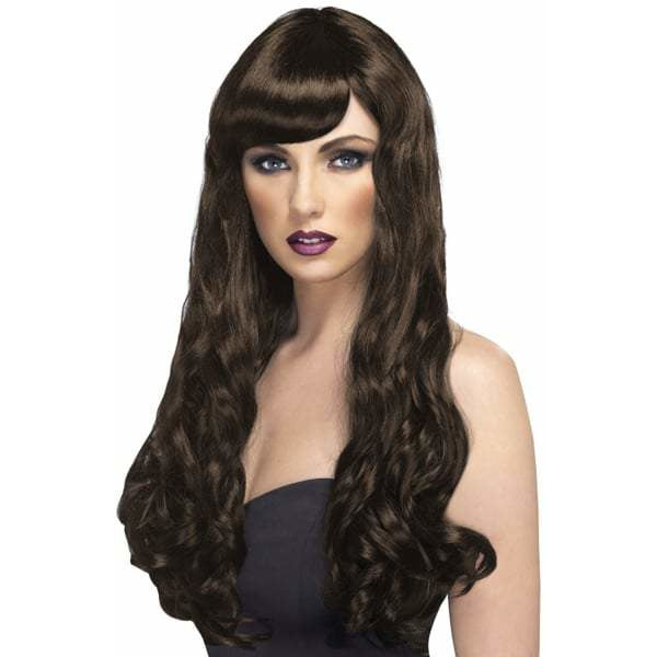 Long Brown Curly Wigs With Fringe