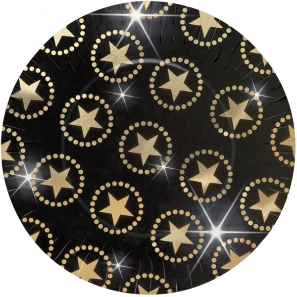 Hollywood Gold Stars Paper Plates 8pk