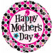 Happy Mothers Day Pink And Black Dots Foil Balloon