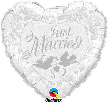 Just Married Pearl White And Silver Jumbo Balloon