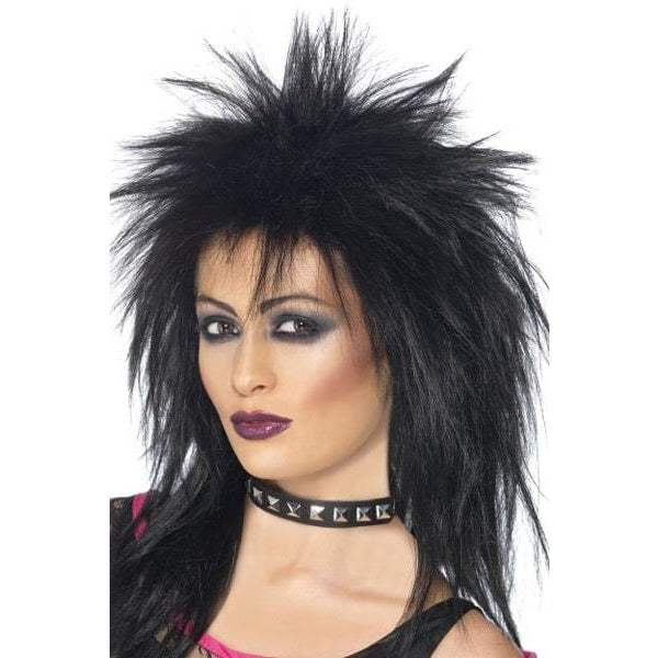 Ladies Black Rock Diva Wig