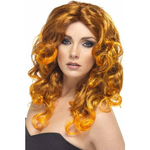 Long Light Auburn Curly Ladies Glamour Wigs