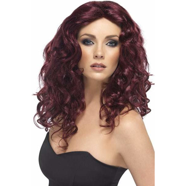 Long Burgundy Curly Ladies Glamour Wigs