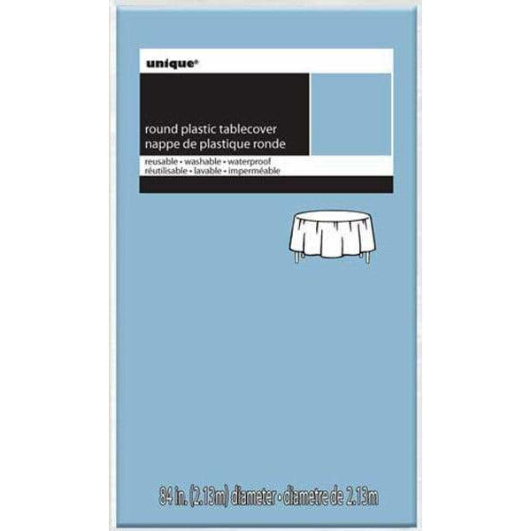 Powder Blue Plastic Round Tablecover