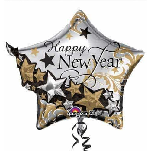 Happy New Year Star Garland Supershape Balloon