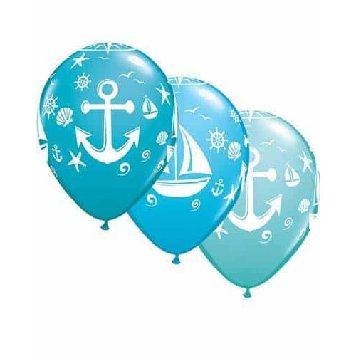 Nautical Sailboat & Anchor Latex Balloons 25ct