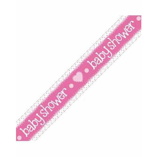Pink Baby Shower Holographic Dots Banner