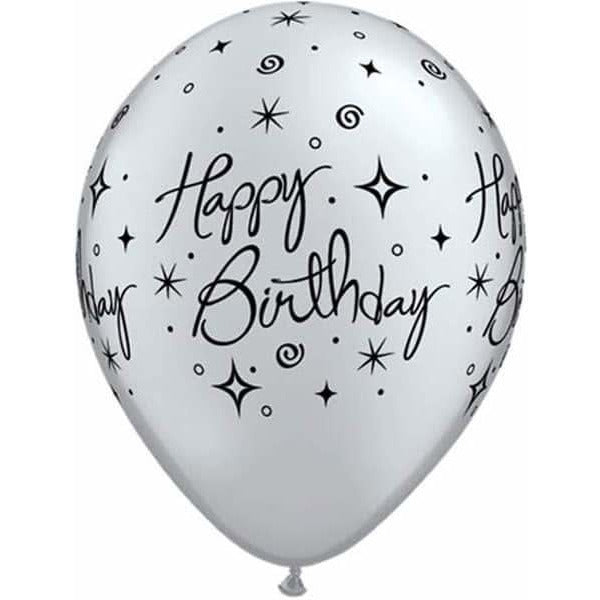 Silver Elegant Sparkles &amp; Swirls Latex Balloons x25