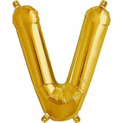Gold Letter V Air Filled Balloons