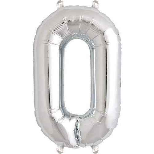 Silver Number 0 Air Filled Balloons