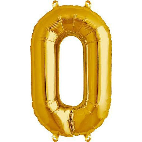 Gold Number 0 Air Filled Balloons