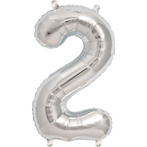 Silver Number 2 Air Filled Balloons