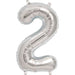 Silver Number 2 Air Filled Balloons