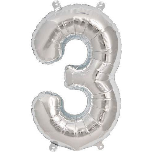 Silver Number 3 Air Filled Balloons
