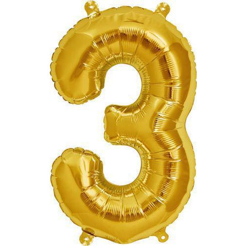 Gold Number 3 Air Filled Balloons
