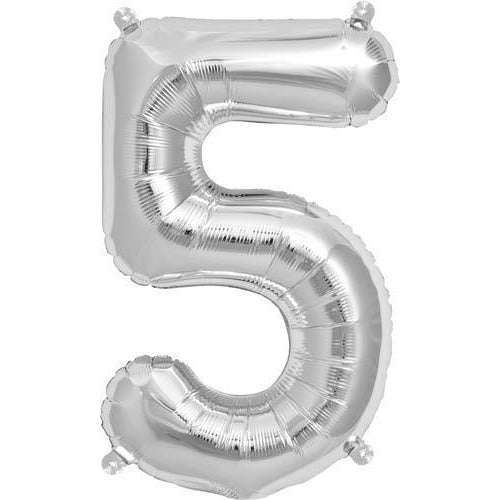 Silver Number 5 Air Filled Balloons