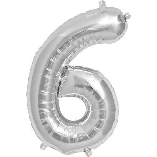 Silver Number 6 Air Filled Balloons