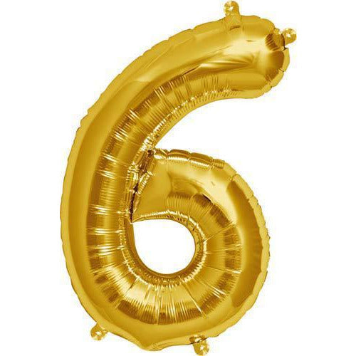 Gold Number 6 Air Filled Balloons