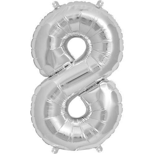 Silver Number 8 Air Filled Balloons
