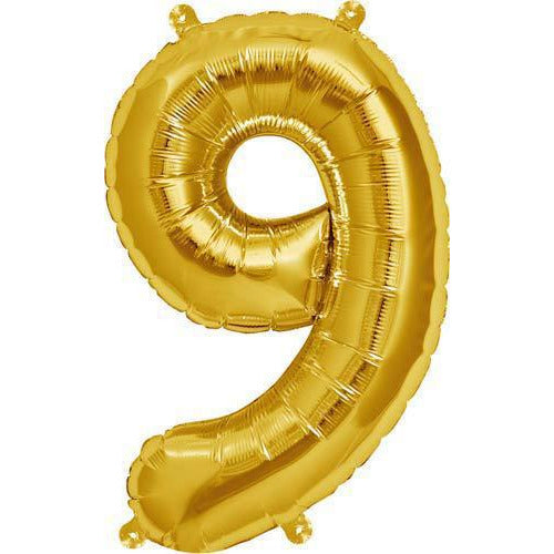 Gold Number 9 Air Filled Balloons