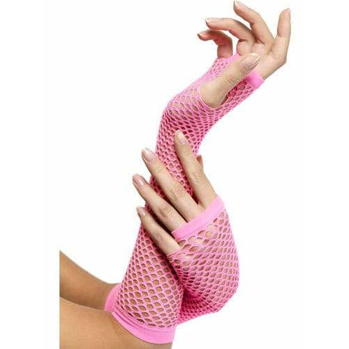 Hot Pink Fishnet Gloves