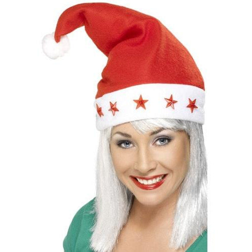 Flashing Stars Fleece Santa Hat