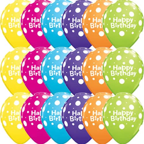 Happy Birthday Big Polka Dots Latex Balloons x25