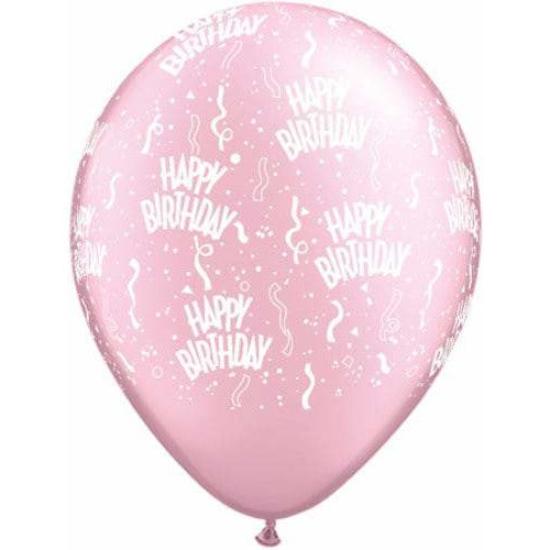 Happy Birthday Pearl Pink Latex Balloons x25