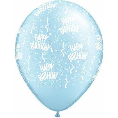 Happy Birthday Pearl Light Blue Latex Balloons x25
