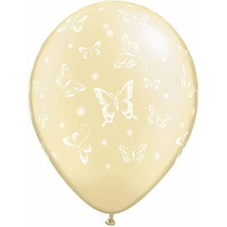 Pear Ivory Butterflies A Round Latex Balloons x25
