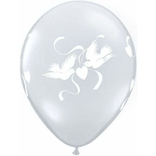 Love Doves Diamond Clear Latex Balloons x25