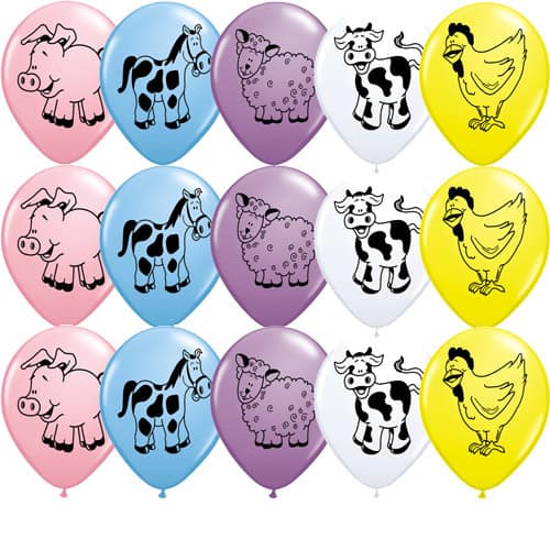 Farm Animals Assorted Latex Balloons x25