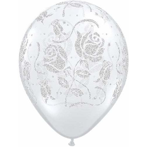 Glitter Roses Diamond Clear Latex Balloons x25