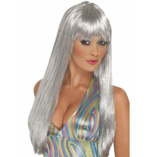 Female Silver Glitter Disco Wig