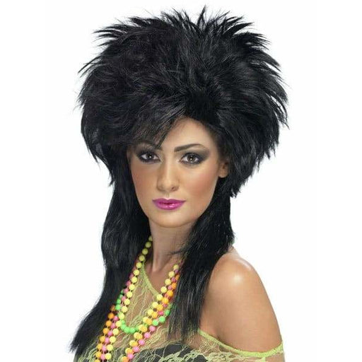 Ladies Black Groovy Punk Chick Wig