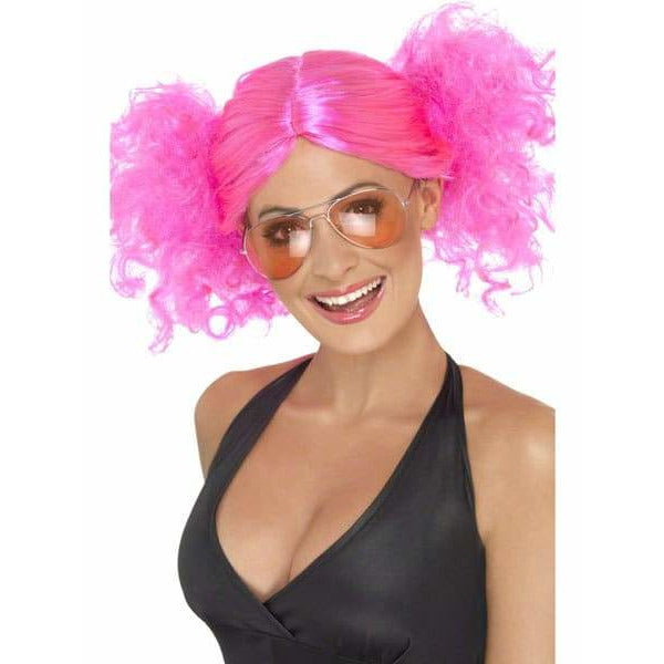 Ladies 1980s Pink Bunches Wig