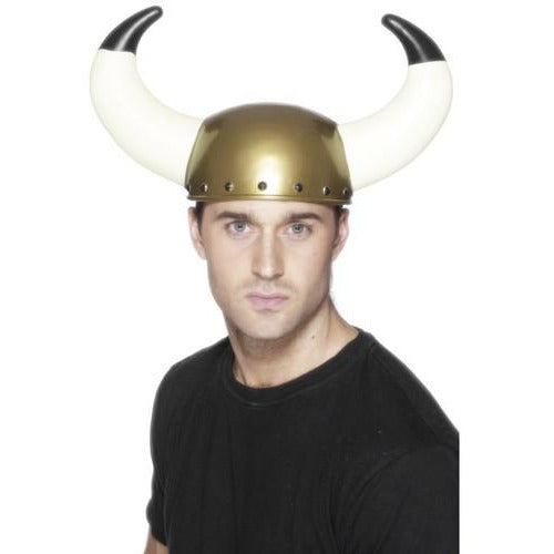 Gold Viking Helmet With Large Horns