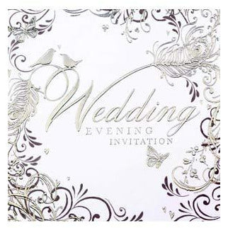 Silver Swirls Wedding Evening Card Invitations