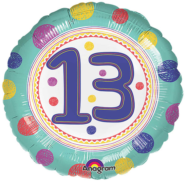 18" Spot On 13th Happy Birthday Foil Balloon