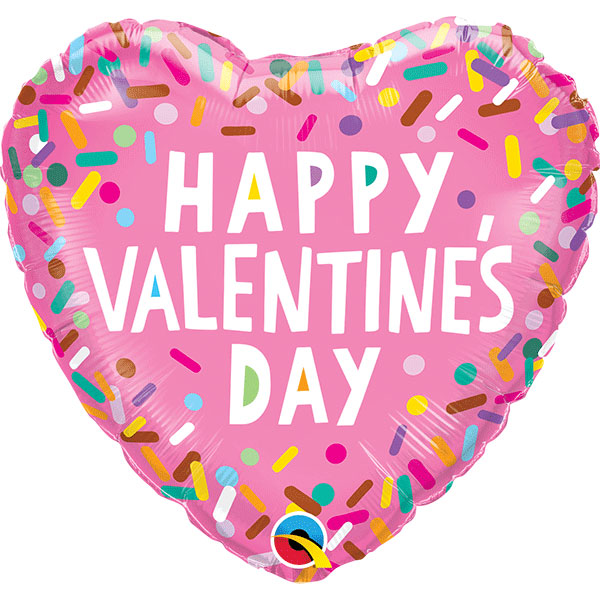 18" Happy Valentines Day Sprinkles Foil Balloon